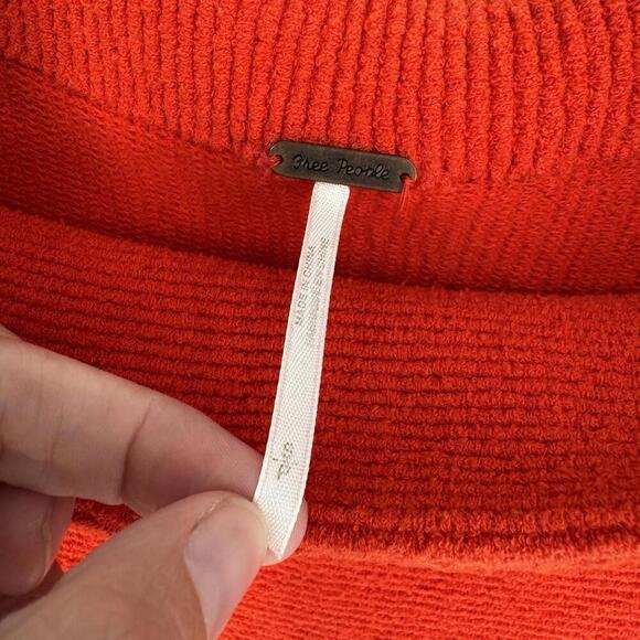 Free People Sweater  small S orange sloutchy ottoman tunic fall pumpkin baggy - Picture 5 of 7